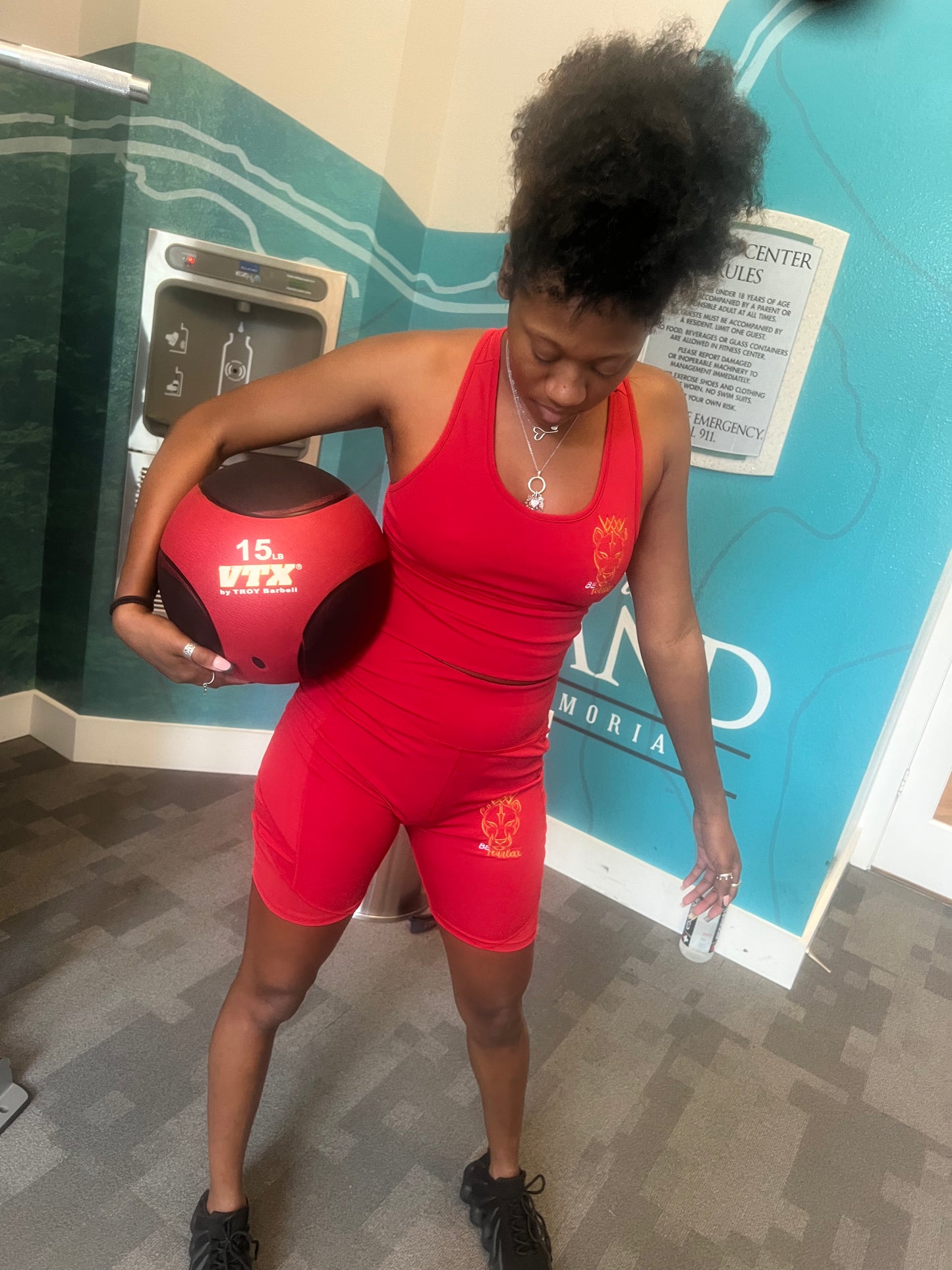 Be Fearlexx Embroidered Activewear Set (Bloody Red)