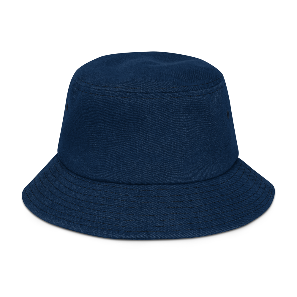 Denim embroidered "blue fear" bucket hat