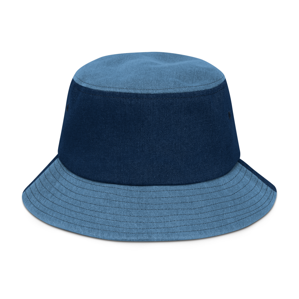 Denim embroidered "blue fear" bucket hat