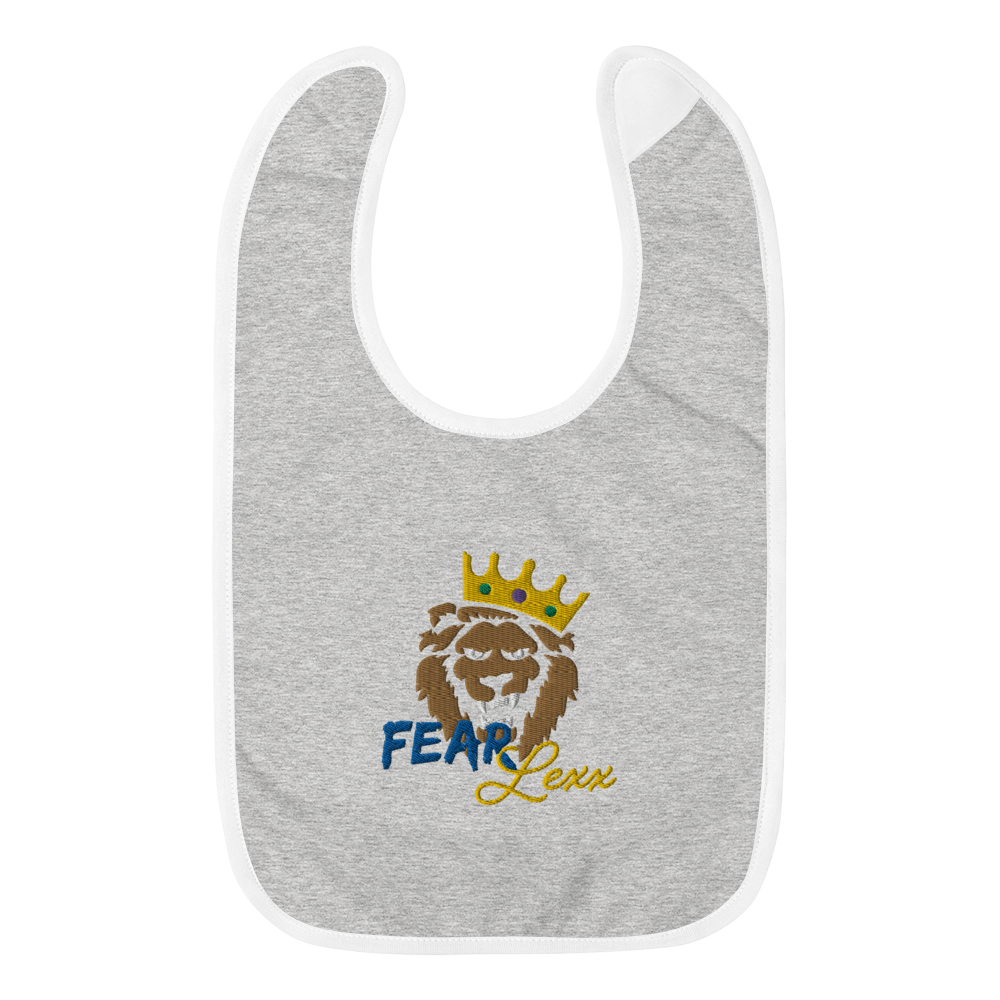 Embroidered Baby Bib (Blue "fear")