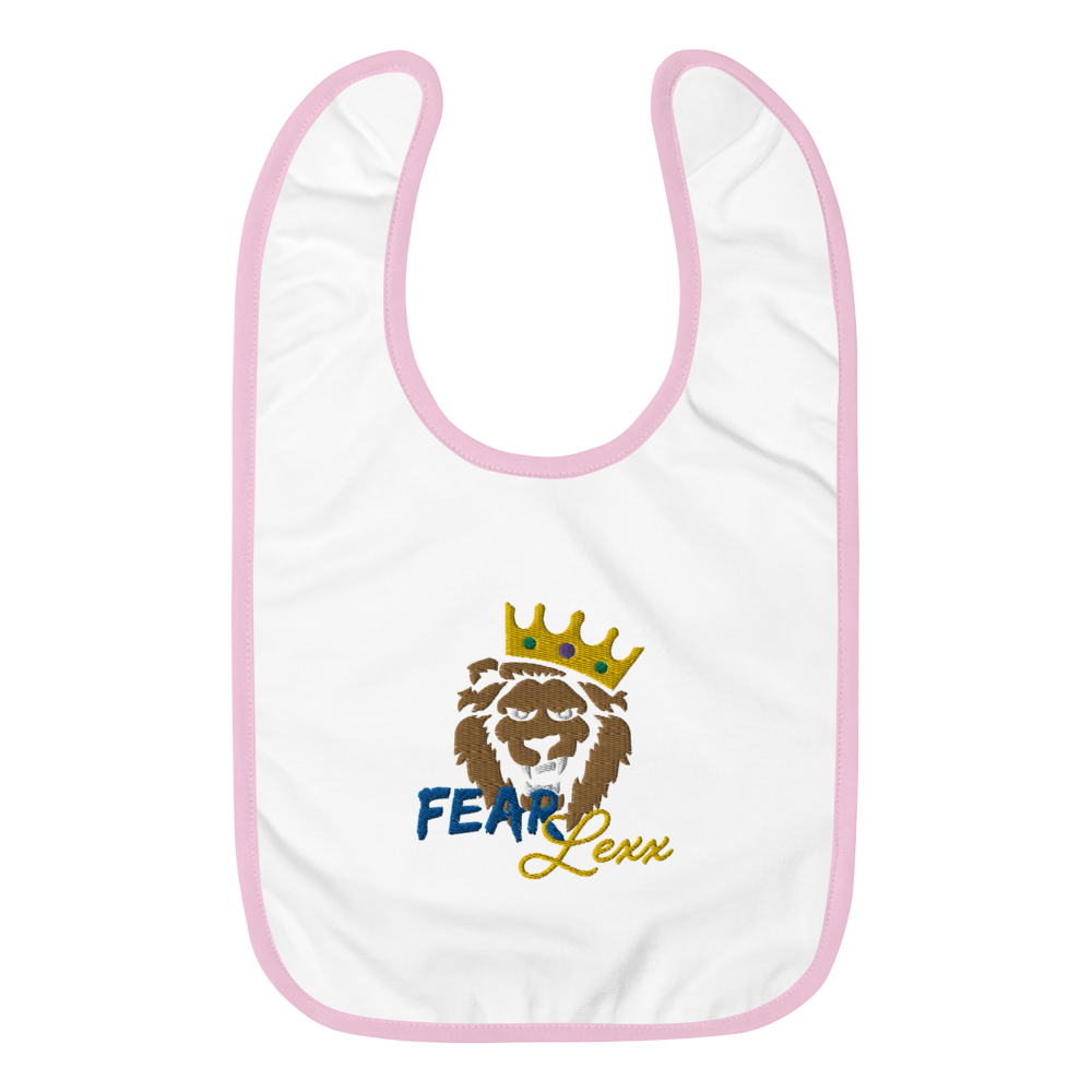 Embroidered Baby Bib (Blue "fear")