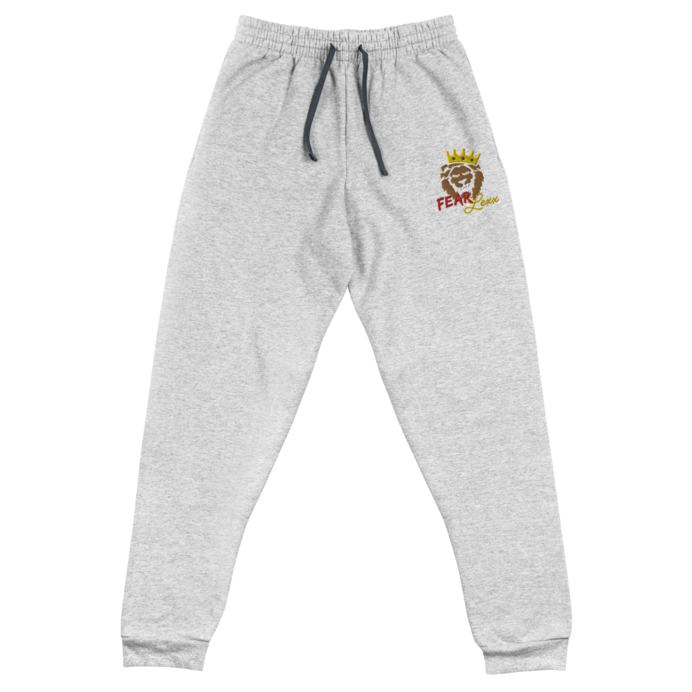 Unisex Embroidered Joggers(Red "fear" Embroidered)