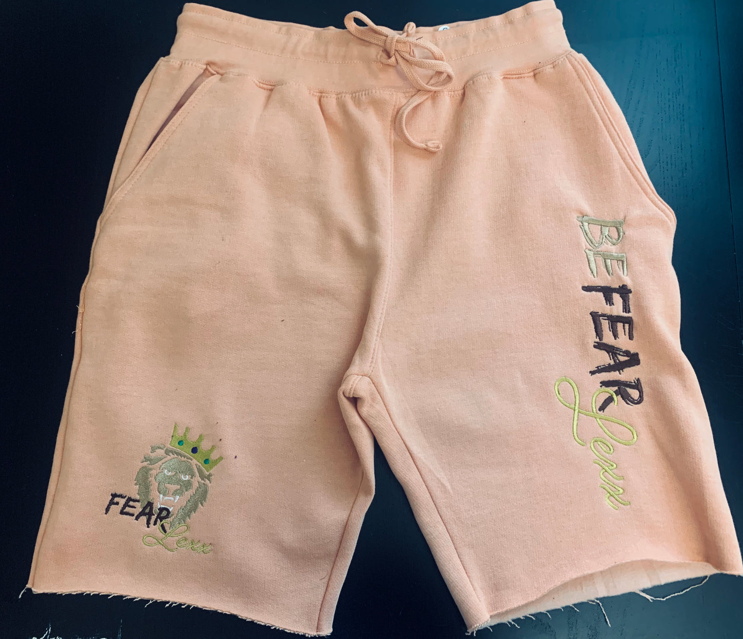 SweatShort (Embroidered)"Peach" Be Fearlexx Unisex