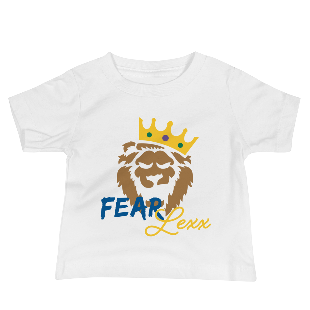 Baby Unisex Short Sleeve Tee (Blue "fear" front & back)