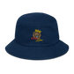 Denim embroidered "red fear" bucket hat