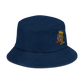 Denim embroidered "red fear" bucket hat