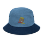 Denim embroidered "red fear" bucket hat