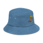 Denim embroidered "red fear" bucket hat
