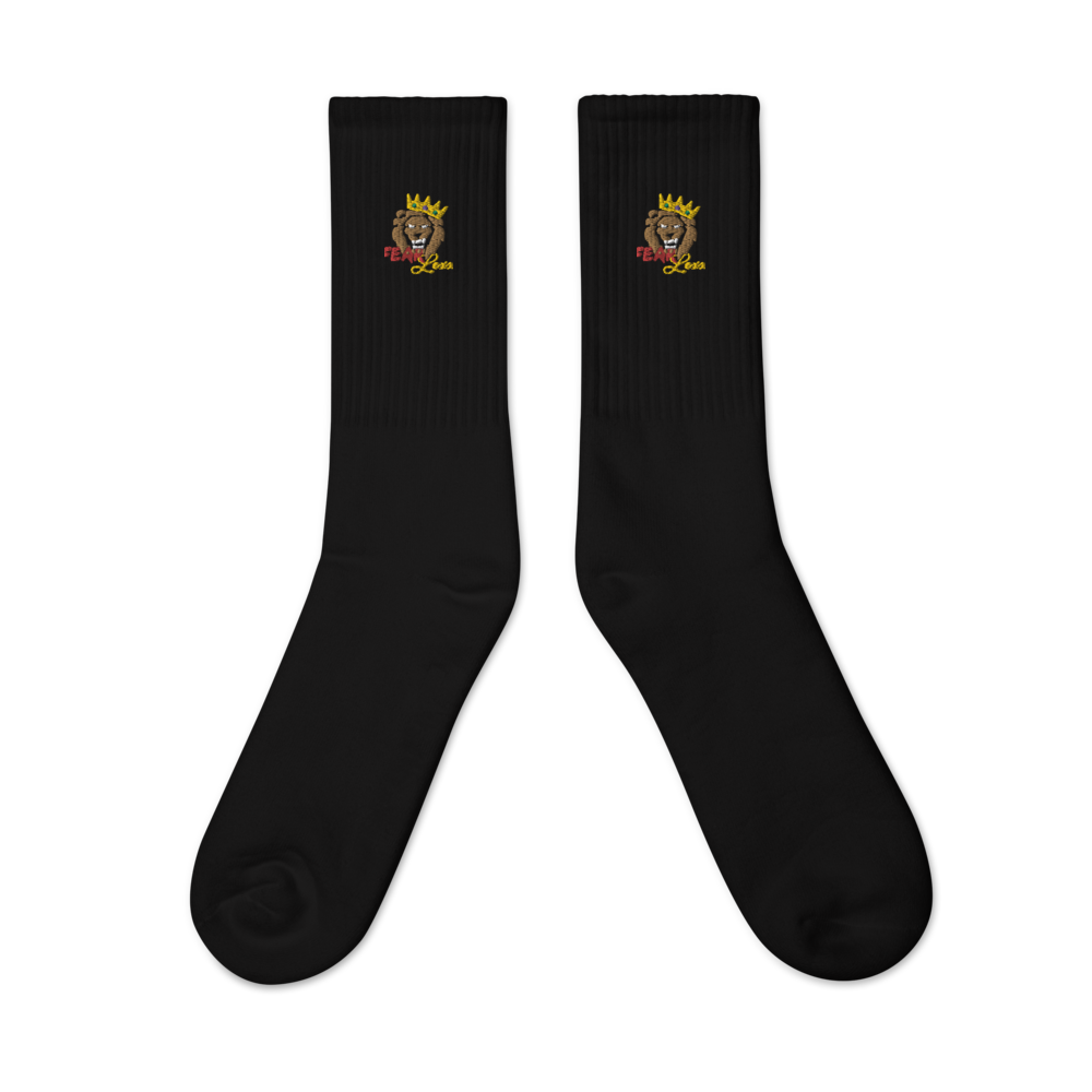 Embroidered "Red Fear" Crew socks