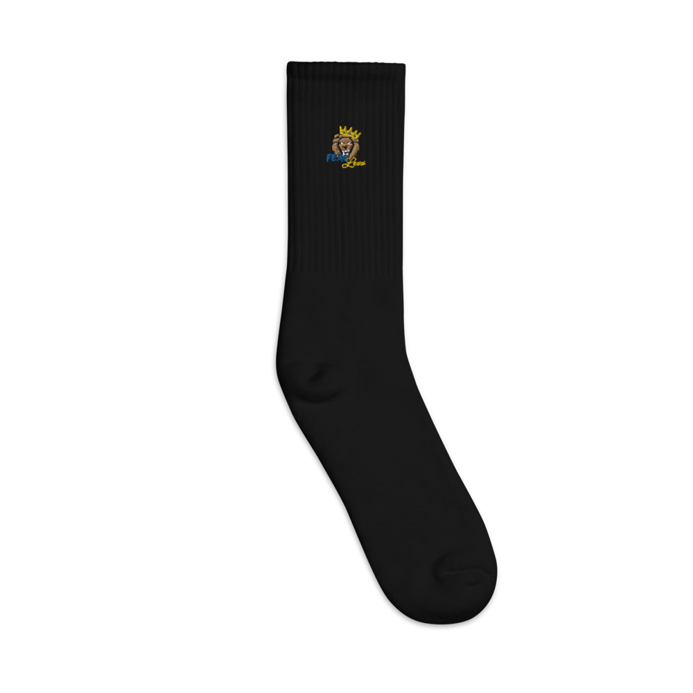 Embroidered "Blue fear" socks