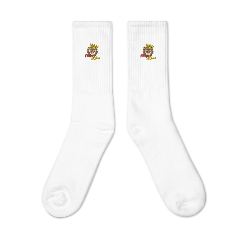 Embroidered "Red Fear" Crew socks