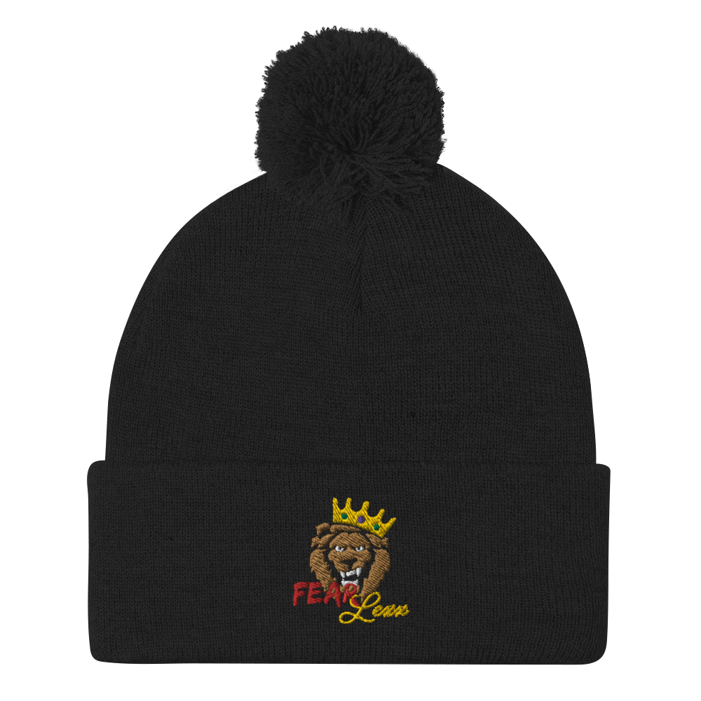 Pom-Pom embroidered "red fear" Beanie