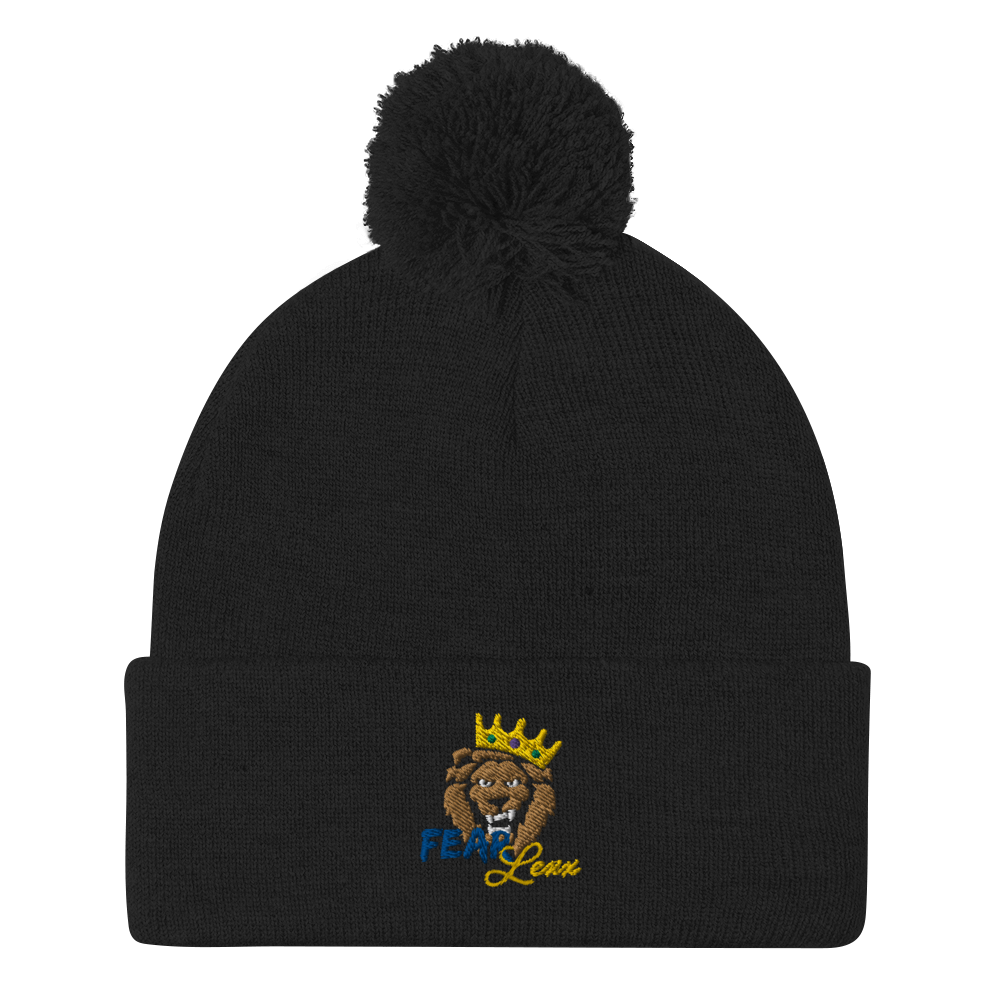 Pom-Pom embroidered "blue fear" Beanie