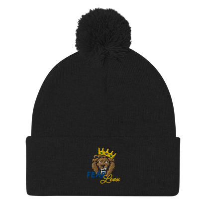 Pom-Pom embroidered "blue fear" Beanie