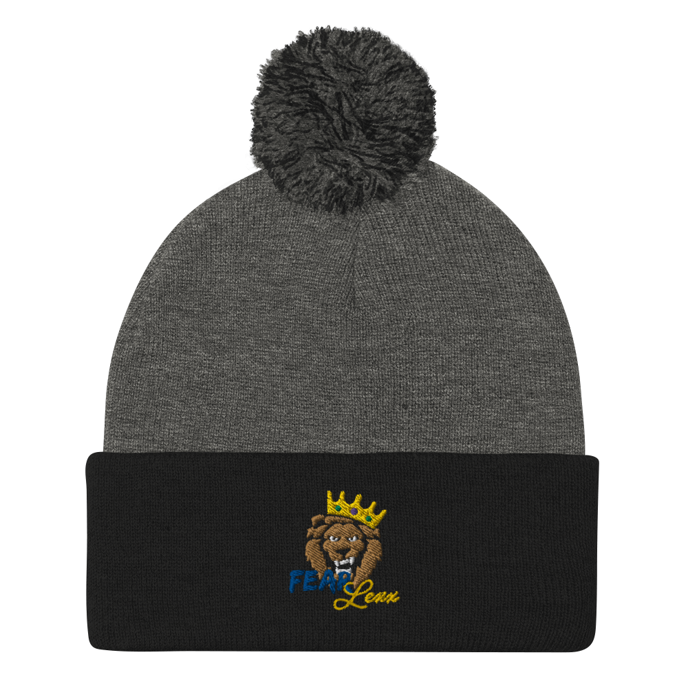 Pom-Pom embroidered "blue fear" Beanie