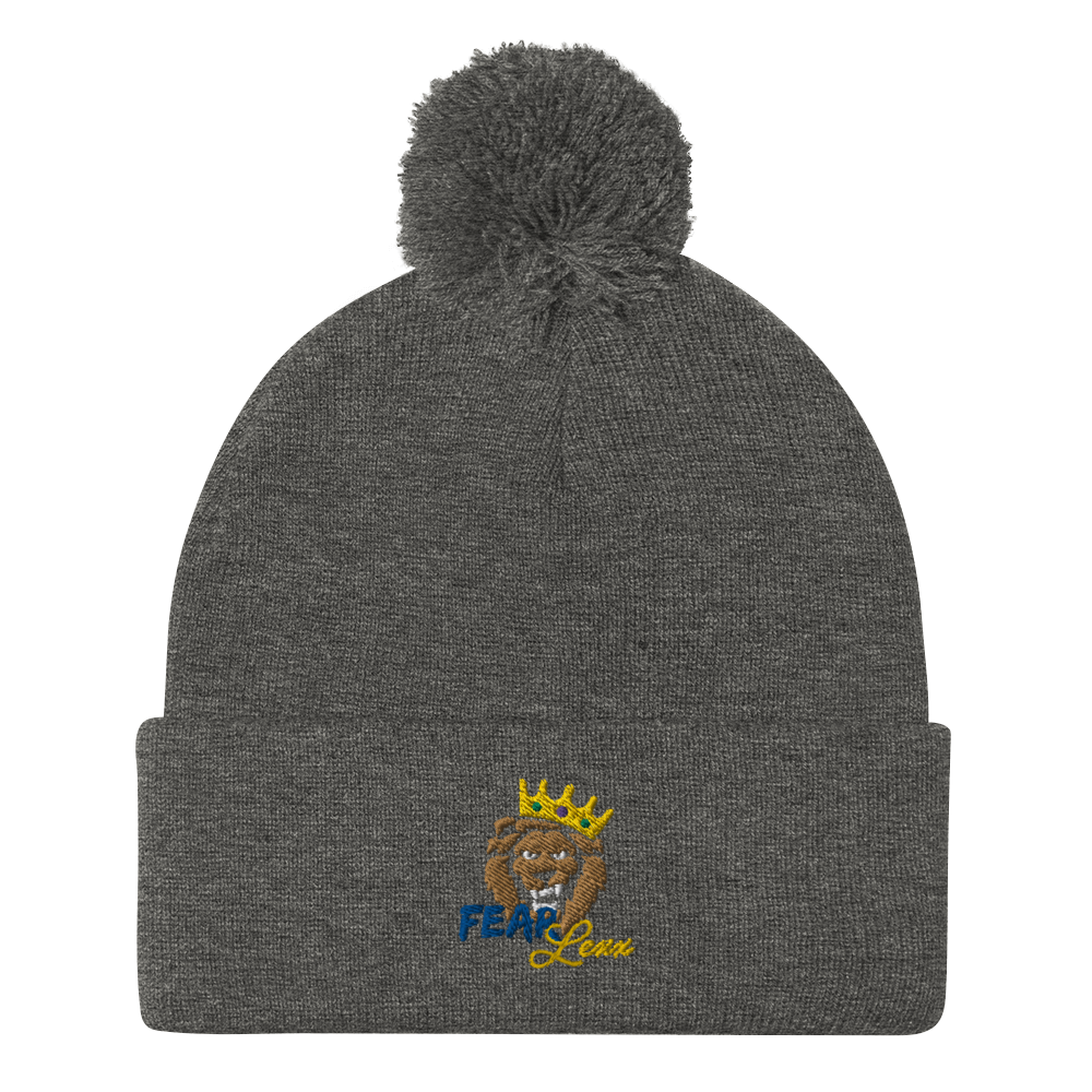 Pom-Pom embroidered "blue fear" Beanie