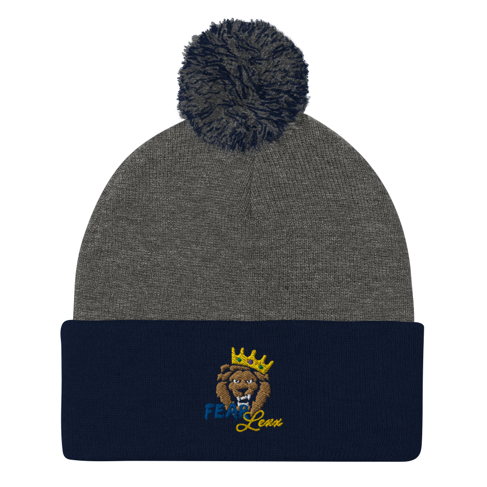 Pom-Pom embroidered "blue fear" Beanie