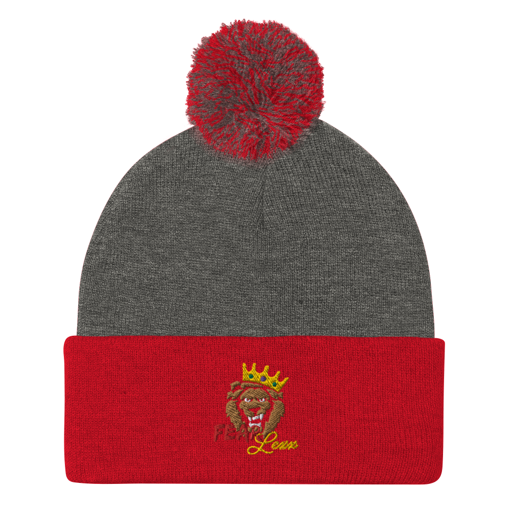 Pom-Pom embroidered "red fear" Beanie