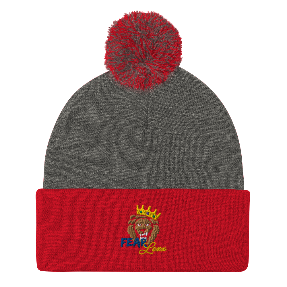 Pom-Pom embroidered "blue fear" Beanie