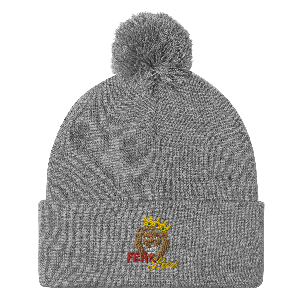 Pom-Pom embroidered "red fear" Beanie