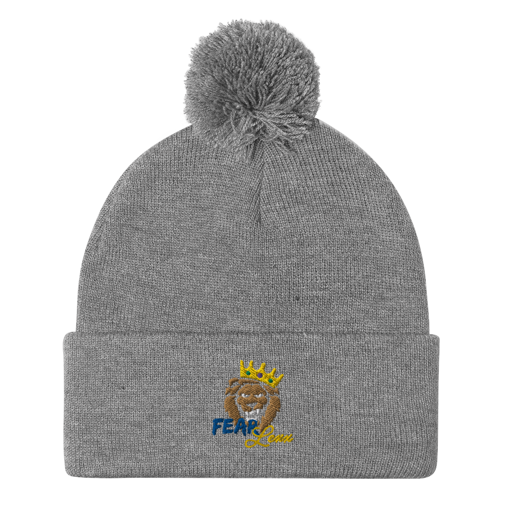 Pom-Pom embroidered "blue fear" Beanie