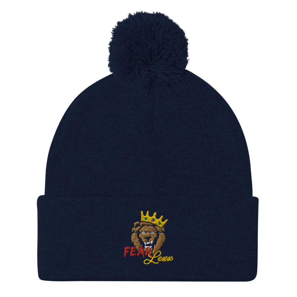 Pom-Pom embroidered "red fear" Beanie