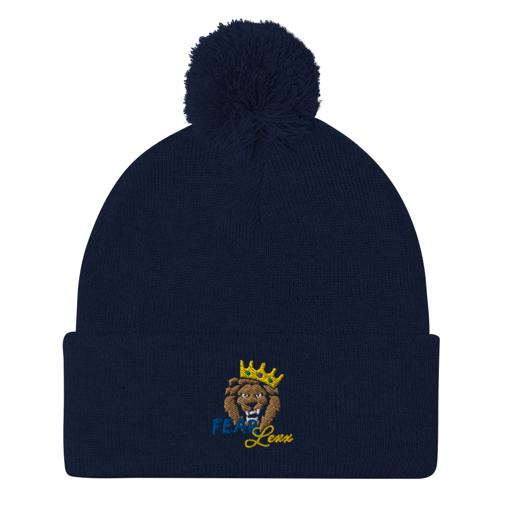 Pom-Pom embroidered "blue fear" Beanie