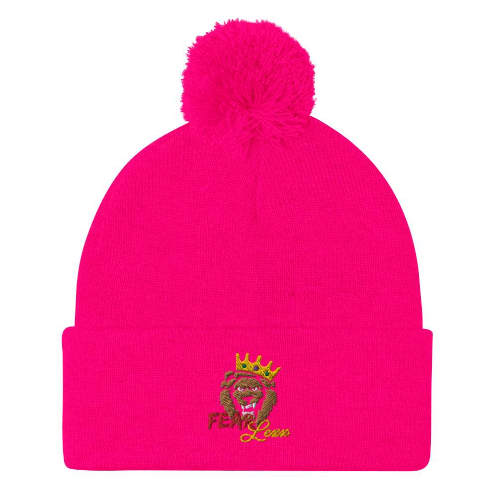 Pom-Pom embroidered "red fear" Beanie