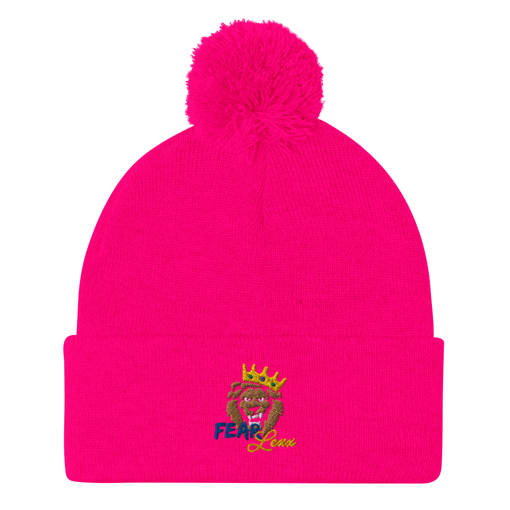 Pom-Pom embroidered "blue fear" Beanie