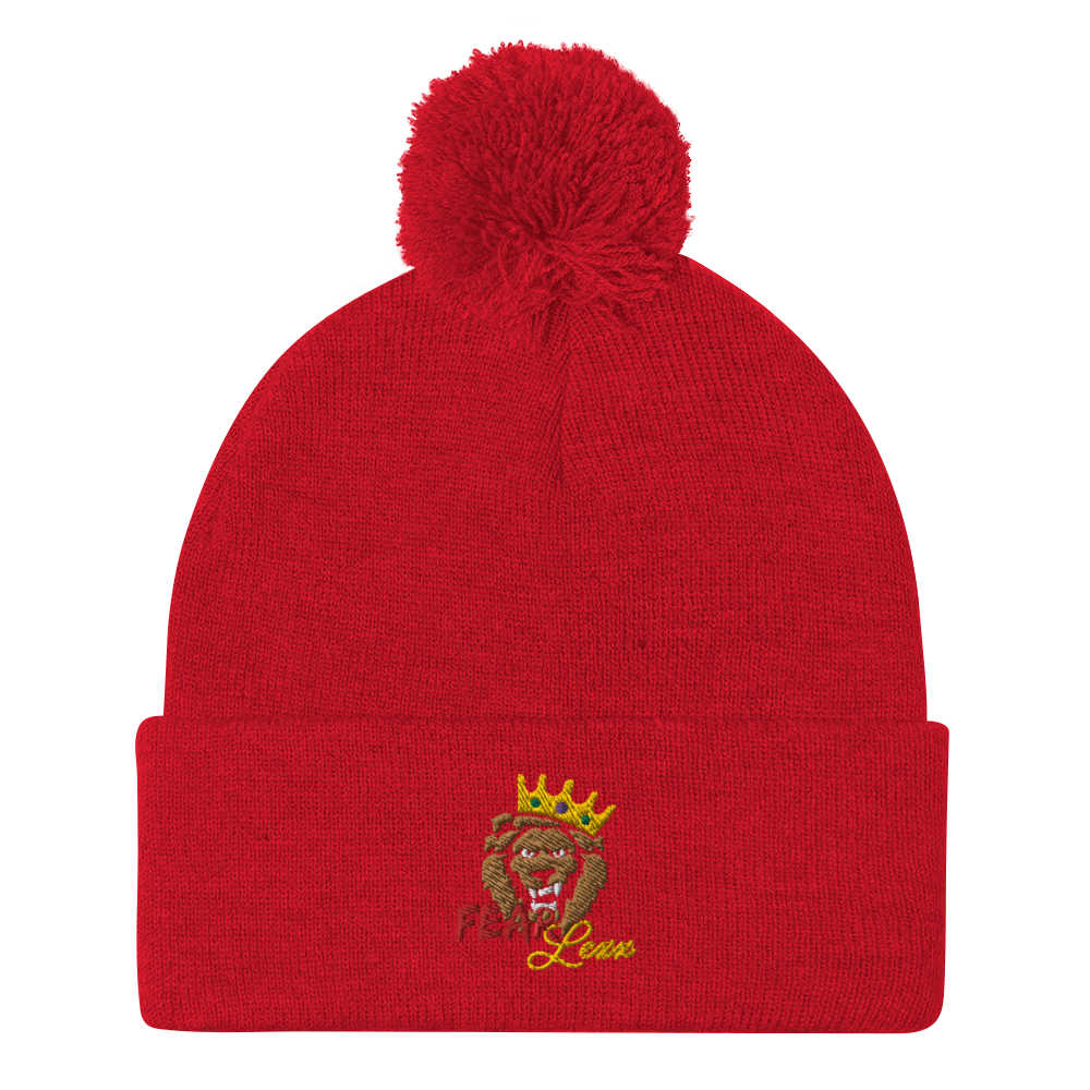 Pom-Pom embroidered "red fear" Beanie