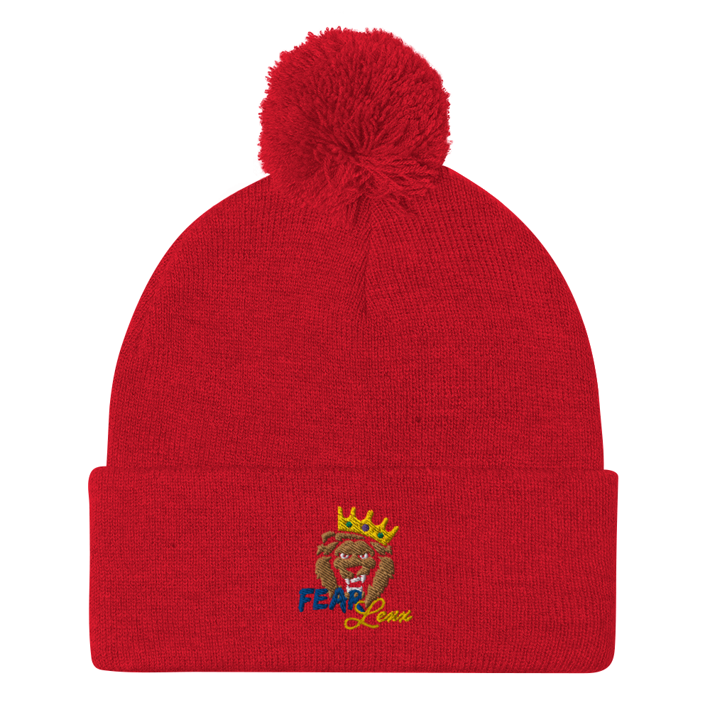 Pom-Pom embroidered "blue fear" Beanie