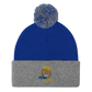 Pom-Pom embroidered "blue fear" Beanie