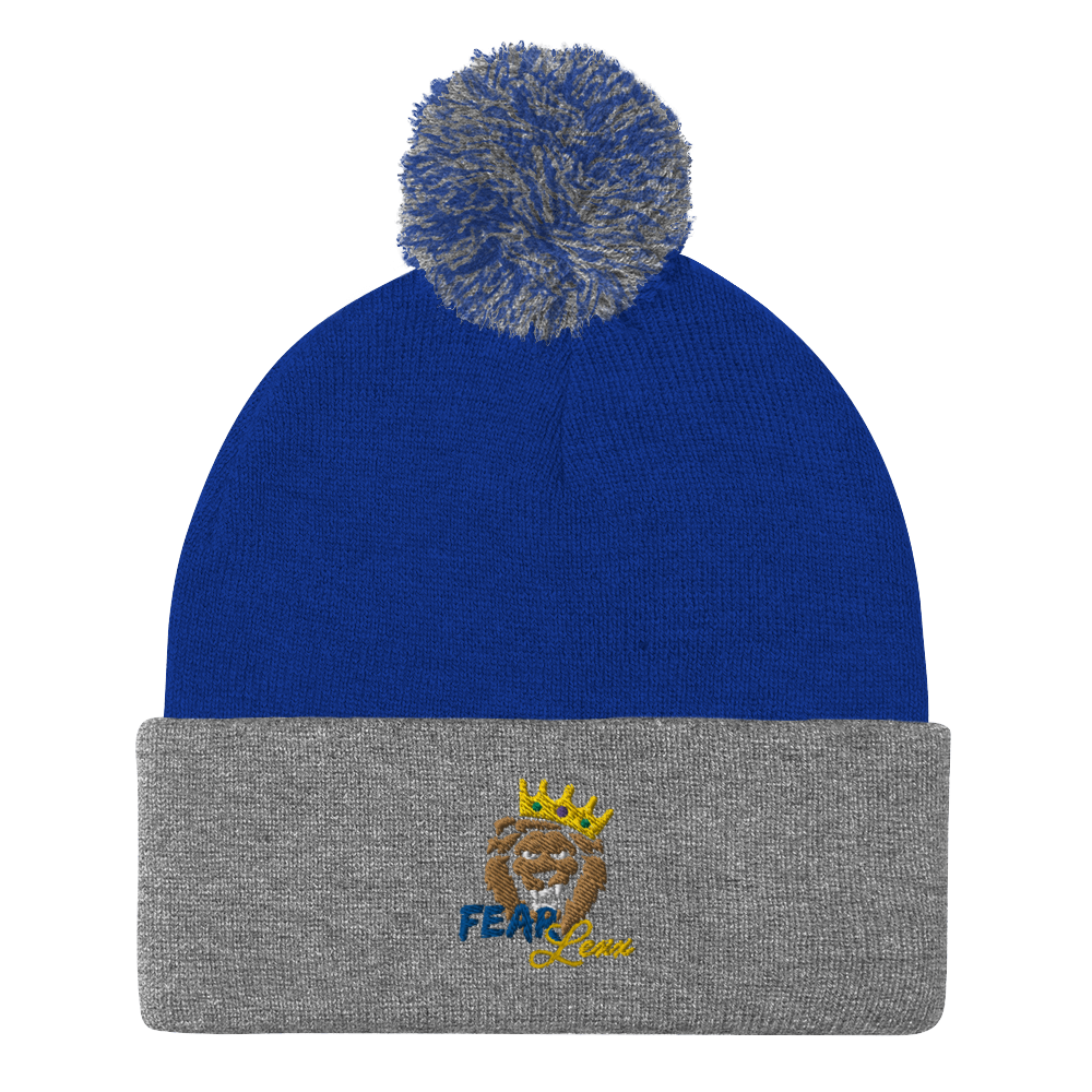 Pom-Pom embroidered "blue fear" Beanie