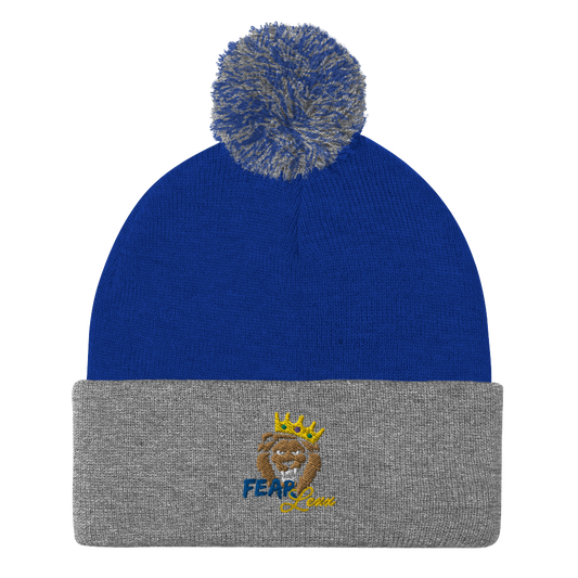 Pom-Pom embroidered "blue fear" Beanie