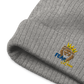 Recycled embroidered cuffed beanie "Blue fear"