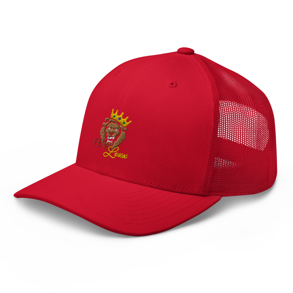 Unisex Embroidered Trucker Cap (Red "fear")