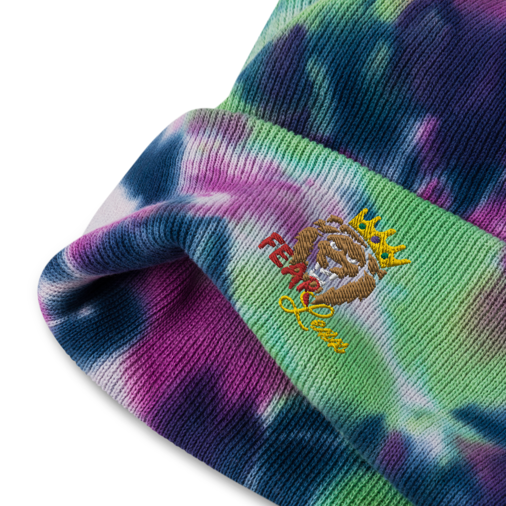 Tie-dye embroidered "red fear" beanie