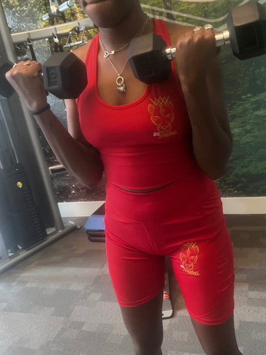 Be Fearlexx Embroidered Activewear Set (Bloody Red)