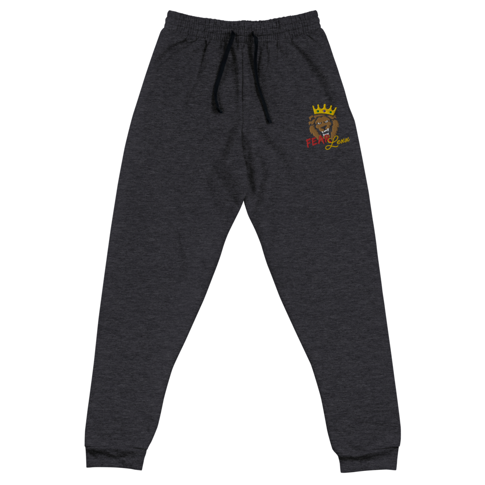 Unisex Embroidered Joggers(Red "fear" Embroidered)