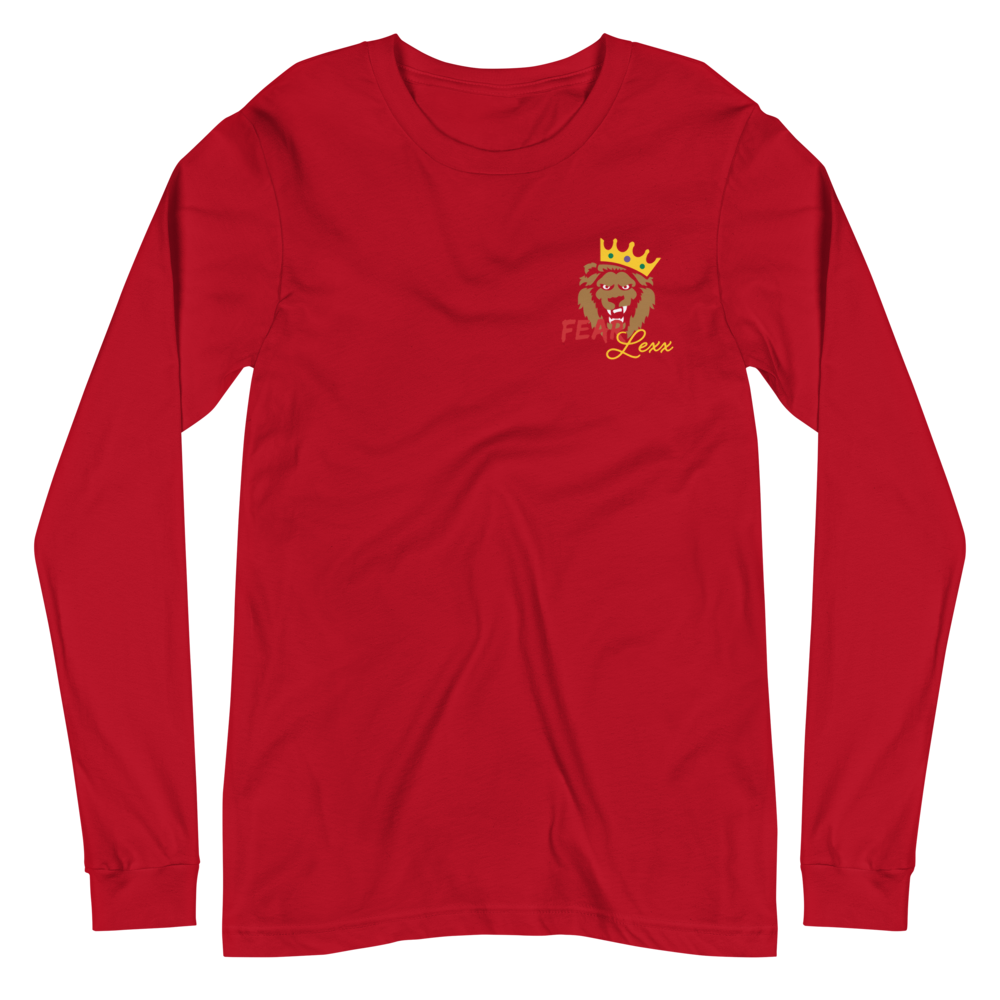 Unisex Long Sleeve Tee (Red "fear" front & back)