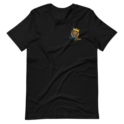 Short-Sleeve Unisex T-Shirt (Blue "fear" Bold colors front and back)