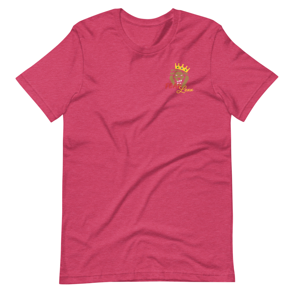 Short-Sleeve Unisex T-Shirt (Red "fear" Bold colors front and back)