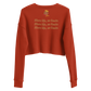 Women's Crop Sweatshirt (Red "fear" front and back)