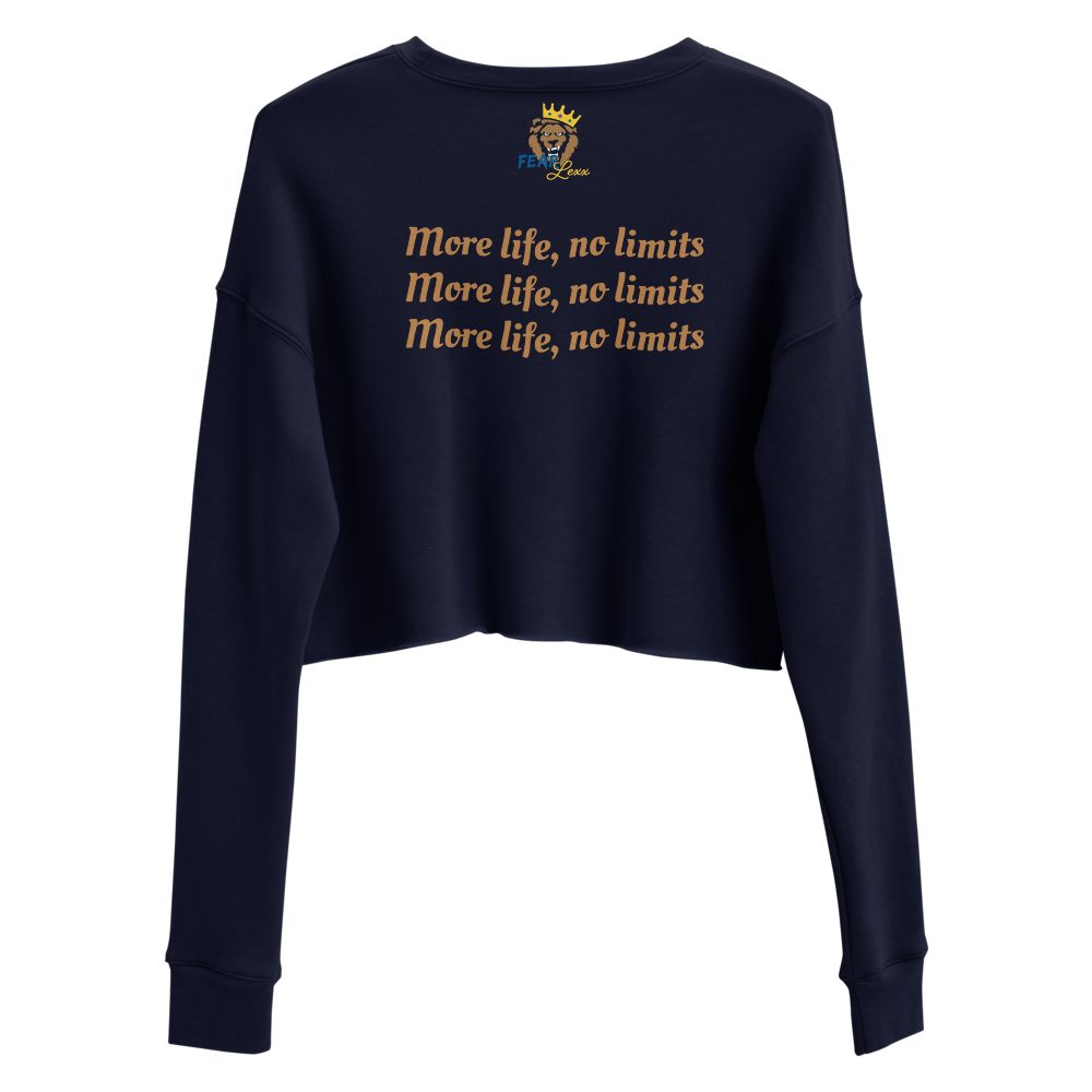 Women's Crop Sweatshirt (Blue "fear" front and back)