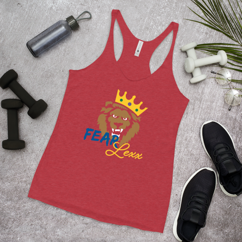 Women's Racerback Tank (Blue "fear" front and back)
