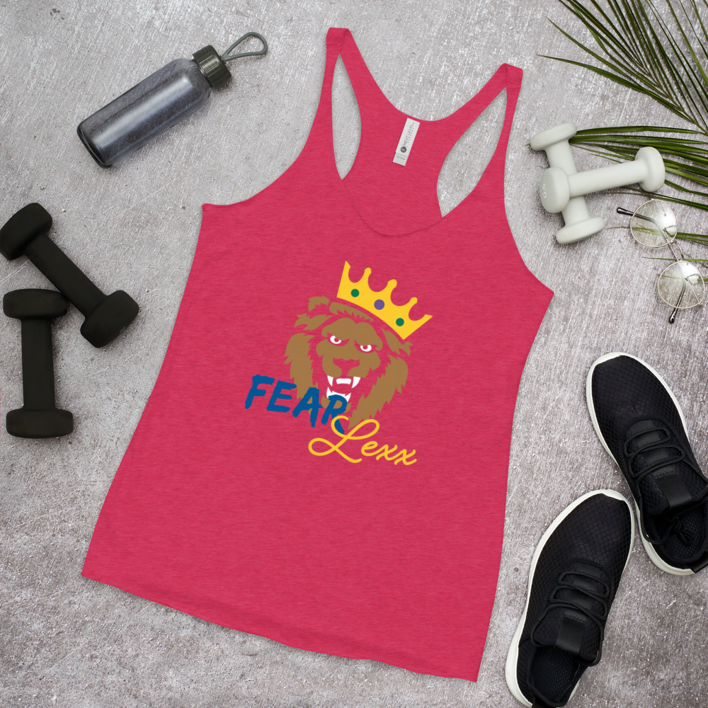 Women's Racerback Tank (Blue "fear" front and back)