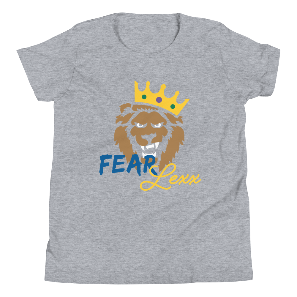 Youth Short Sleeve Unisex T-Shirt (Blue "fear" front & back)